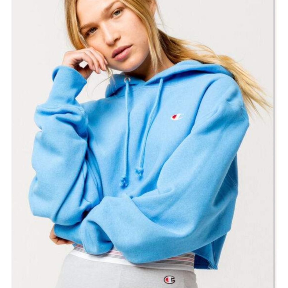 Champion blue cropped hoodie